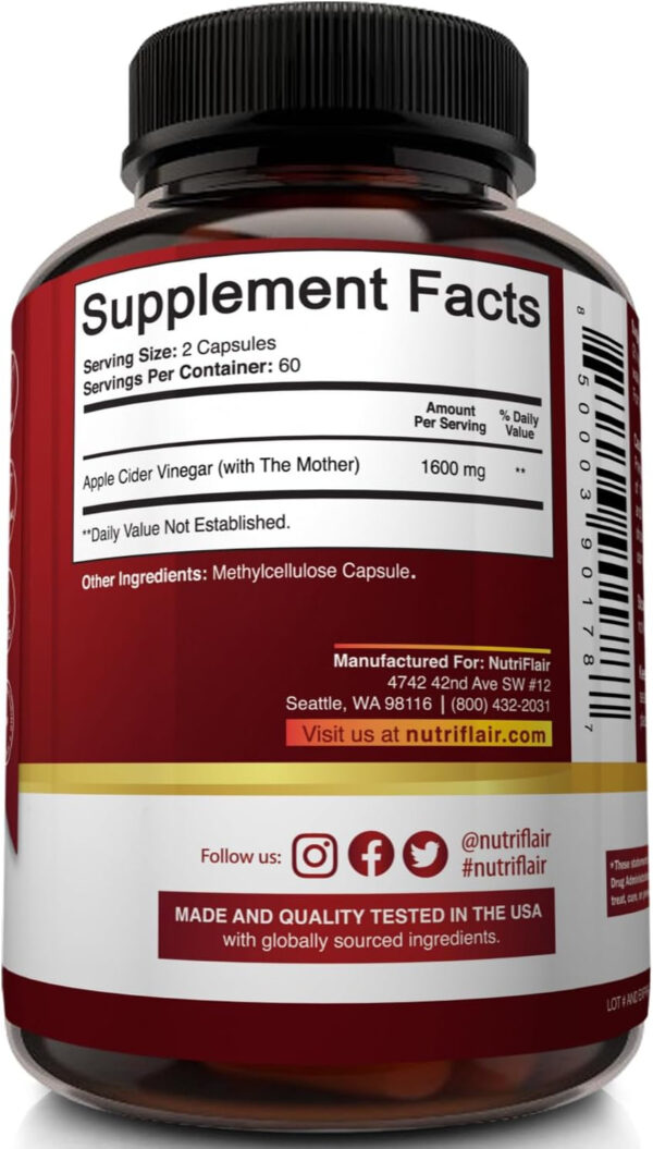 689387659b9638c288ef9353e9a385880b3f398743dc3eb3c78bf.jpg Apple Cider Vinegar Capsules with The Mother - 120 Vegan ACV Pills - Best Supplement for Healthy Weight Loss, Diet, Keto, Digestion, Detox, Immune - Powerful Cleanser & Appetite Suppressant Non-GMO