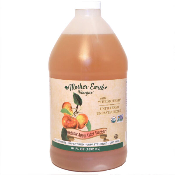 68938786829fc2f511763e39af1c973a06610df3e2d52c8fb820b.jpg Mother Earth, Organic Apple Cider Vinegar with The Mother, Half Gallon, Fresh Pressed Organic Apples, OACV, ACV, Raw, Unpasteurized, Unfiltered (1/64oz Bottle)