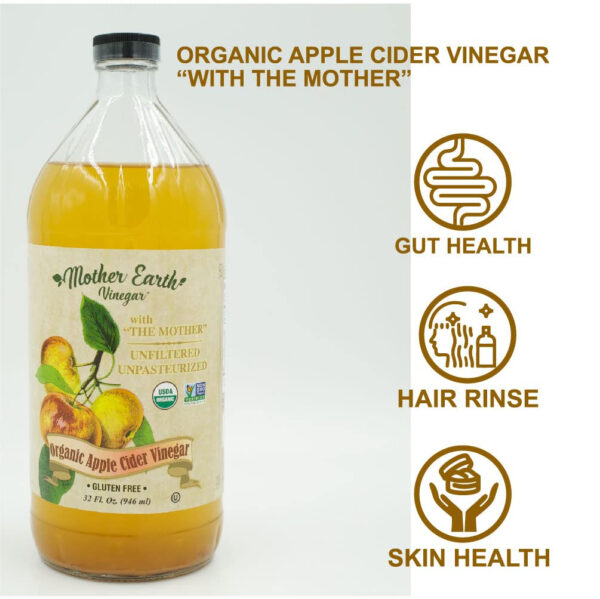 6893879466ff71e46d7cdb218b34d1ed19fa2d3fb85d6b8ebafe6.jpg Mother Earth, Organic Apple Cider Vinegar with The Mother, Half Gallon, Fresh Pressed Organic Apples, OACV, ACV, Raw, Unpasteurized, Unfiltered (1/64oz Bottle)