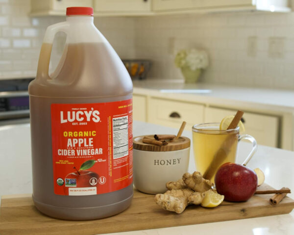 6893880860f2dc9f67868d7fde82ae2f96a4c6a08a90bab8a0ed1.jpg Lucy's Family Owned - GALLON SIZE, Organic, With the Mother, Apple Cider Vinegar, Unfiltered, Unpasteurized, NonGMO, and Raw