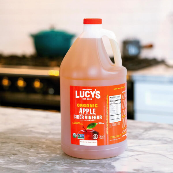 6893880995b891290ba3ce8edfff356b59b43320297d0988cfde9.jpg Lucy's Family Owned - GALLON SIZE, Organic, With the Mother, Apple Cider Vinegar, Unfiltered, Unpasteurized, NonGMO, and Raw