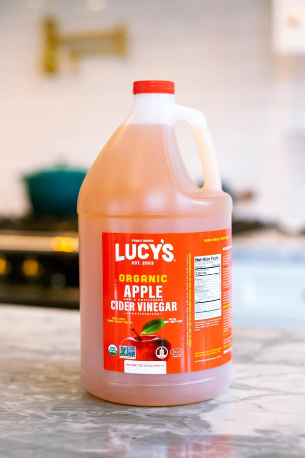68938819472b394823daf263abdecc494ddb62c1910a1cf5ada8c.jpg Lucy's Family Owned - GALLON SIZE, Organic, With the Mother, Apple Cider Vinegar, Unfiltered, Unpasteurized, NonGMO, and Raw