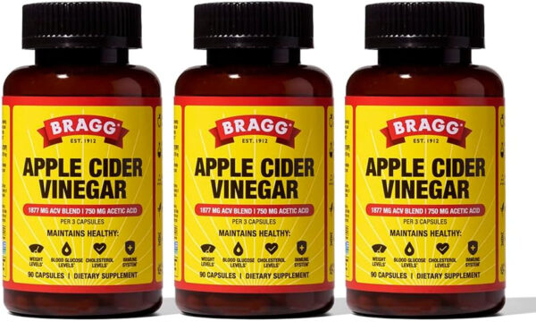 Bragg Apple Cider Vinegar Capsules with Vitamin D and Zinc - 90 Capsules - Supports The Immune System
