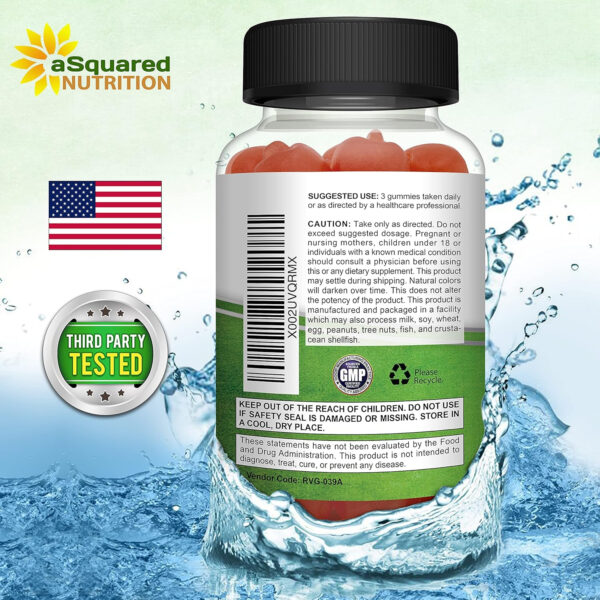 aSquared Nutrition Apple Cider Vinegar Gummies - 1500mg with The Mother - 90 ACV Gummies w/Vitamin B6 & B12, Folic Acid - Vegan Gummy Supplement Alternative to Capsules Pills & Drink