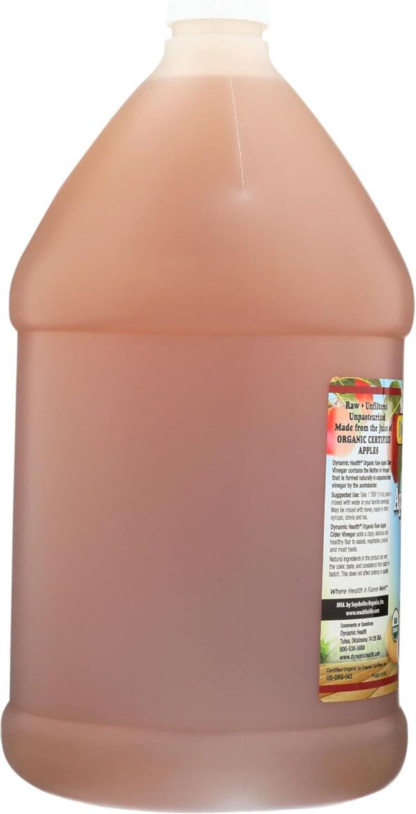Dynamic Health Certified Organic Raw Apple Cider Vinegar with Mother | Unfiltered, Unpasteurized | 16 FL OZ