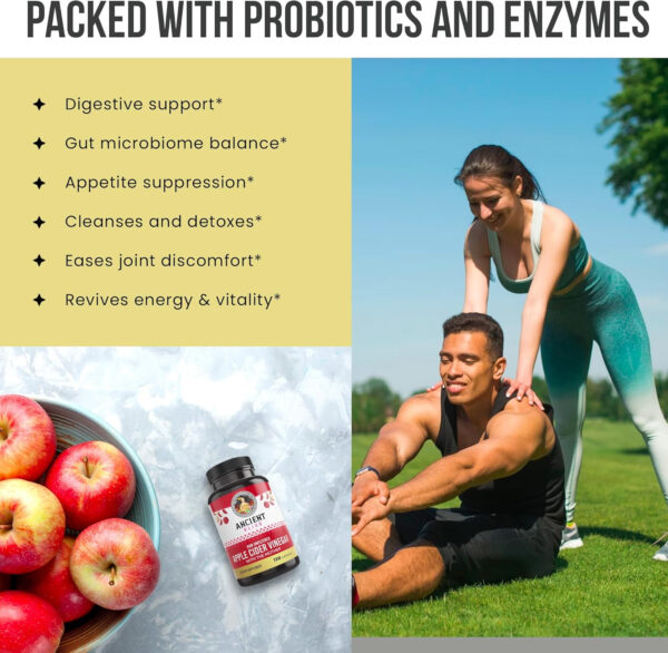 Ancient Bliss Apple Cider Vinegar Organic Capsules with The Mother, Helps Improve Digestion, Unfiltered Vinegar Capsules, 1600MG (120 Capsules)
