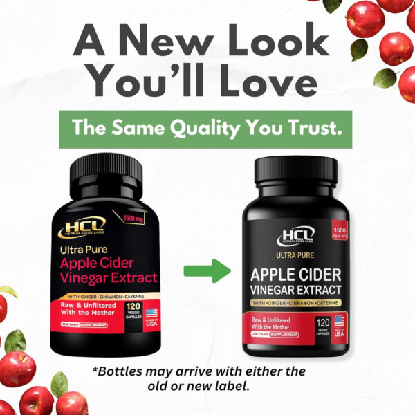 Organic Apple Cider Vinegar Capsules 1500 mg Extract with The Mother - Extra Strength Raw Apple Cider Pills w Ginger Cayenne Cinnamon - Natural Detox Potent Digestion Cleansing System ACV Supplement