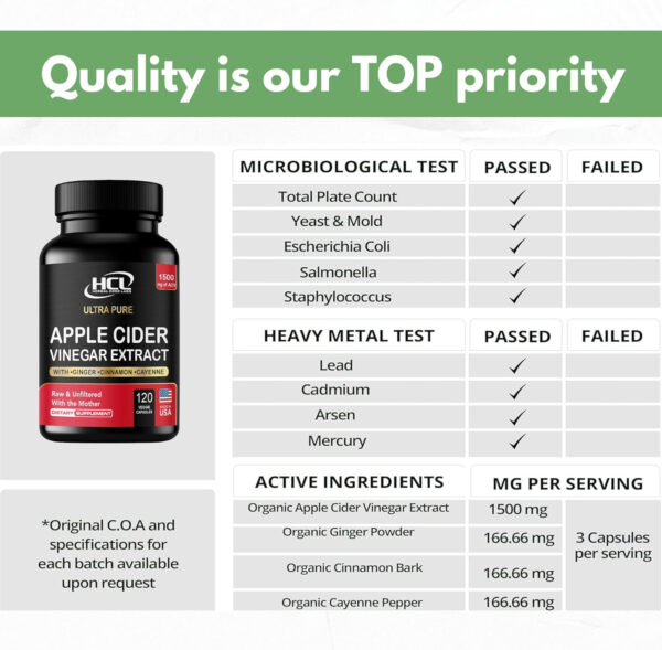 Organic Apple Cider Vinegar Capsules 1500 mg Extract with The Mother - Extra Strength Raw Apple Cider Pills w Ginger Cayenne Cinnamon - Natural Detox Potent Digestion Cleansing System ACV Supplement