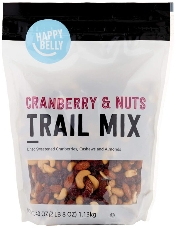 68938b3c26b4c2ce9b8c295385a9c3fe165a5556155366948d9e1.jpg Amazon Brand - Happy Belly Cranberry & Nuts Trail Mix, 2.5 pound (Pack of 1)