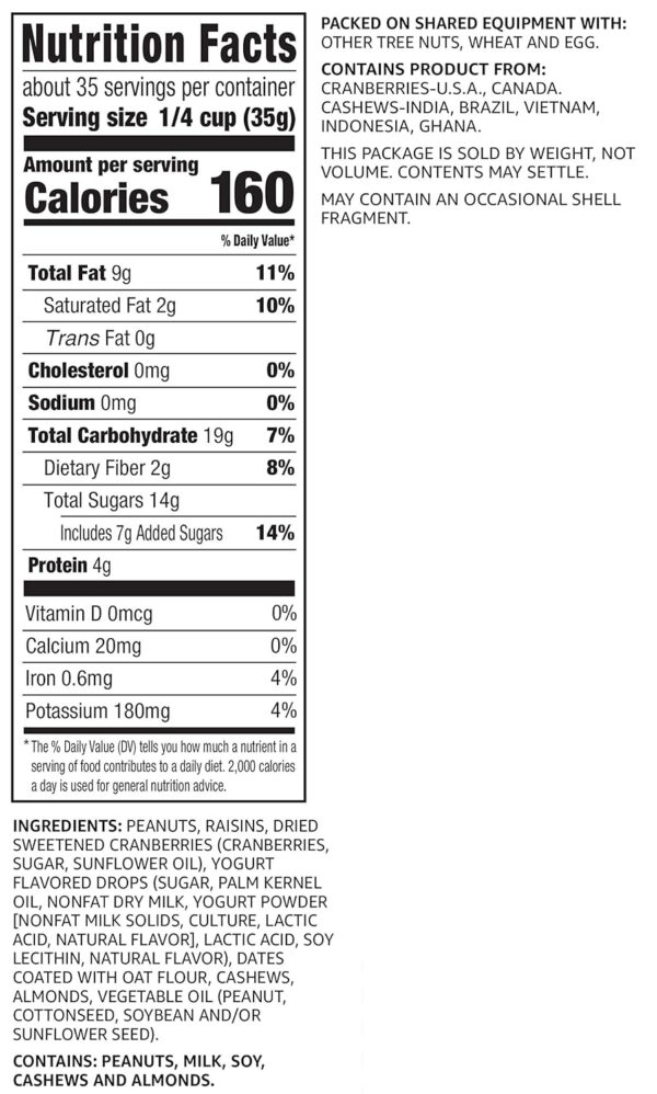 68938b506944c67533e4d0a6c55aa29578dba827590b3612b7eb4.jpg Amazon Brand - Happy Belly Cranberry & Nuts Trail Mix, 2.5 pound (Pack of 1)