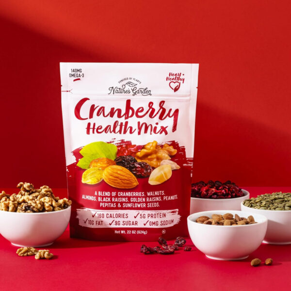 Nature's Garden Omega 3 Deluxe Mix - Trail Mix Nuts, Heart Healthy, Gluten Free, Cholesterol Free, Sodium Free, No Artificial Ingredients - 1.2 oz Bags (24 Individual Servings)