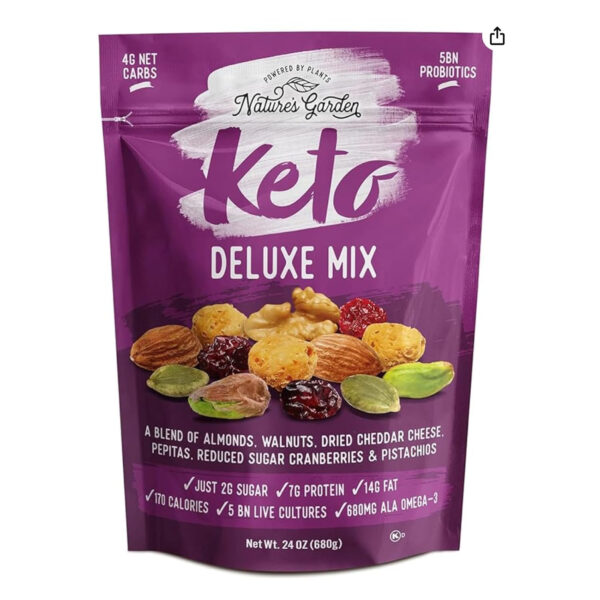 Nature's Garden Omega 3 Deluxe Mix - Trail Mix Nuts, Heart Healthy, Gluten Free, Cholesterol Free, Sodium Free, No Artificial Ingredients - 1.2 oz Bags (24 Individual Servings)