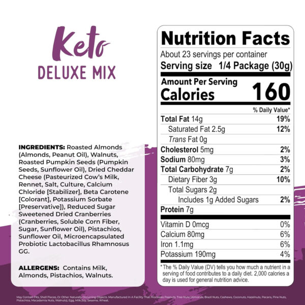 Nature's Garden Omega 3 Deluxe Mix - Trail Mix Nuts, Heart Healthy, Gluten Free, Cholesterol Free, Sodium Free, No Artificial Ingredients - 1.2 oz Bags (24 Individual Servings)