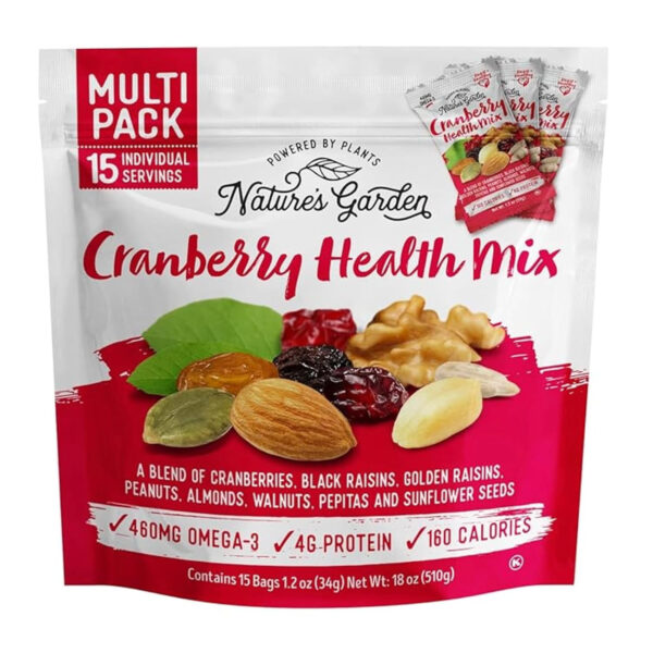 Nature's Garden Omega 3 Deluxe Mix - Trail Mix Nuts, Heart Healthy, Gluten Free, Cholesterol Free, Sodium Free, No Artificial Ingredients - 1.2 oz Bags (24 Individual Servings)