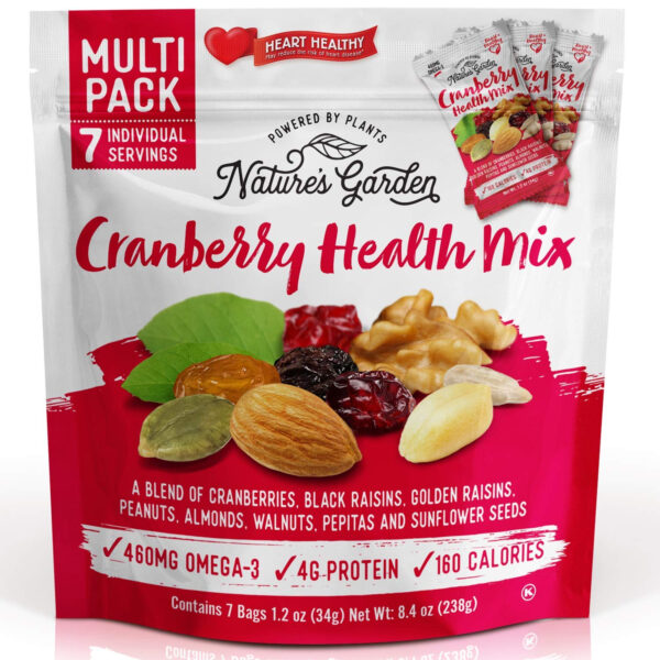 Nature's Garden Omega 3 Deluxe Mix - Trail Mix Nuts, Heart Healthy, Gluten Free, Cholesterol Free, Sodium Free, No Artificial Ingredients - 1.2 oz Bags (24 Individual Servings)