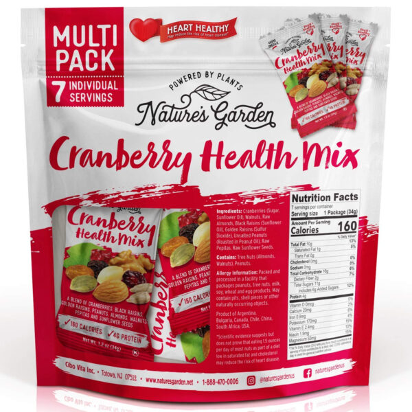 Nature's Garden Omega 3 Deluxe Mix - Trail Mix Nuts, Heart Healthy, Gluten Free, Cholesterol Free, Sodium Free, No Artificial Ingredients - 1.2 oz Bags (24 Individual Servings)