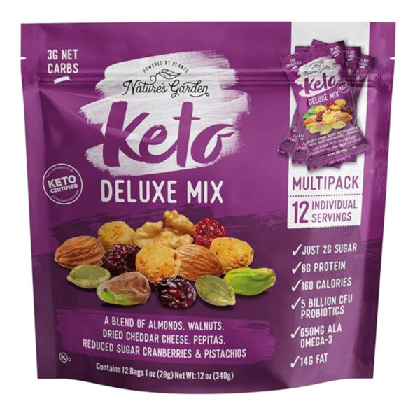 Nature's Garden Omega 3 Deluxe Mix - Trail Mix Nuts, Heart Healthy, Gluten Free, Cholesterol Free, Sodium Free, No Artificial Ingredients - 1.2 oz Bags (24 Individual Servings)