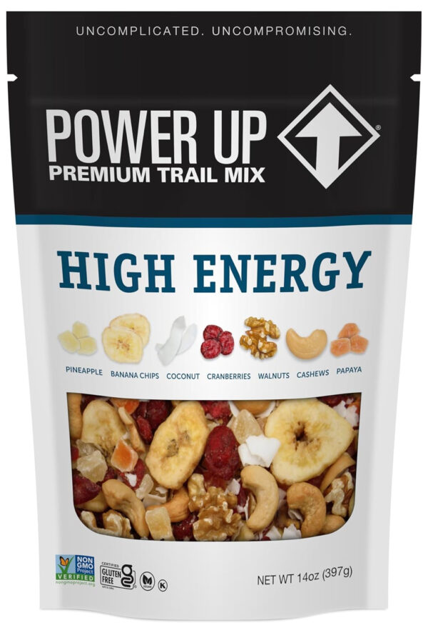 Power Up Trail Mix, Mega Omega Trail Mix, Non-GMO, Vegan, Gluten Free, No Artificial Ingredients, Gourmet Nut, 14 Ounce Bag