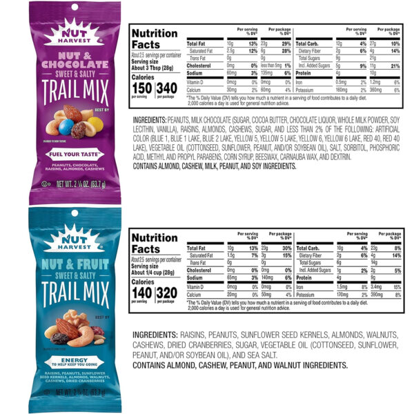 Nut Harvest, Trail Mix Variety Pack, 2.25 Ounce (Pack of 16)
