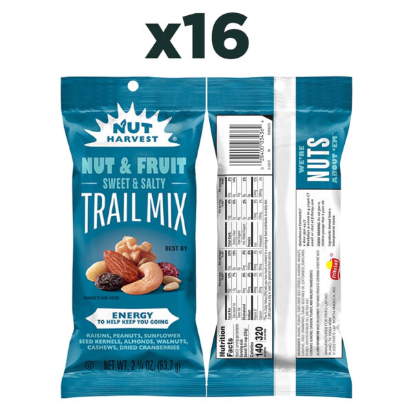 Nut Harvest, Trail Mix Variety Pack, 2.25 Ounce (Pack of 16)