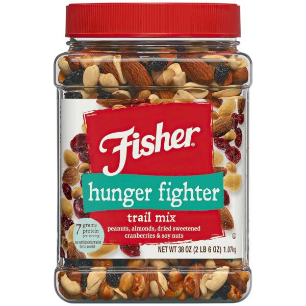 68938db59cf758c156bcc5af270e0a9571c1a5fd4d94773a749ba.jpg Fisher Snack Sweet Nut Bulk Trail Mix, 38 oz (Pack of 1), Honey Roasted Peanuts, Raisins, Frosted Walnuts, Cashews, Dried Sweetened Cranberries, Healthy Snacks for Adults & Kids, Dried Fruit, Trail Mix Snacks