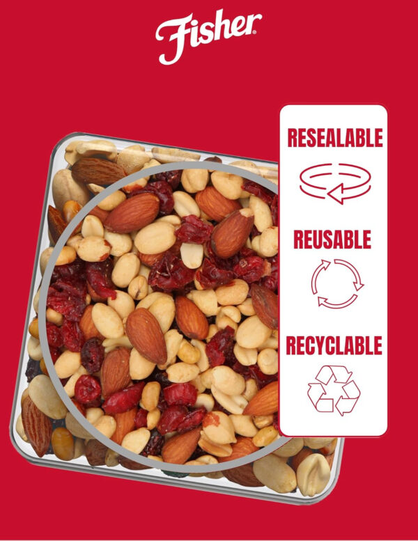 68938db9379c22131d4d7c8e0f1424d06ceb6d23f1a582c5ac7ec.jpg Fisher Snack Sweet Nut Bulk Trail Mix, 38 oz (Pack of 1), Honey Roasted Peanuts, Raisins, Frosted Walnuts, Cashews, Dried Sweetened Cranberries, Healthy Snacks for Adults & Kids, Dried Fruit, Trail Mix Snacks