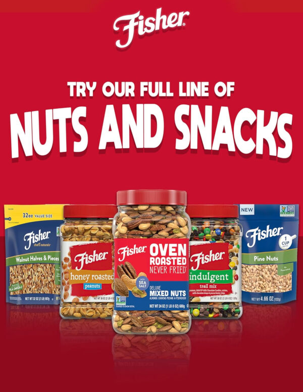 Fisher Oven Roasted Never Fried Mixed Nuts with Peanuts, 24 Ounces (Pack of 1), Peanuts, Almonds, Cashews, Pistachios, Pecans, Trail Mix, Healthy Snacks for Adults, Made With Sea Salt, No Added Oils