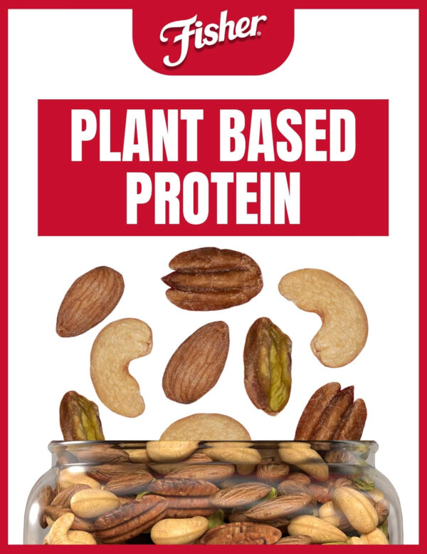 Fisher Oven Roasted Never Fried Mixed Nuts with Peanuts, 24 Ounces (Pack of 1), Peanuts, Almonds, Cashews, Pistachios, Pecans, Trail Mix, Healthy Snacks for Adults, Made With Sea Salt, No Added Oils