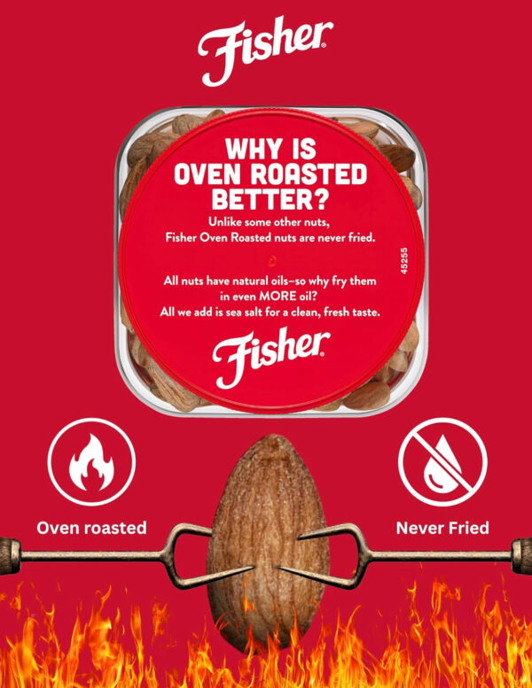 Fisher Oven Roasted Never Fried Mixed Nuts with Peanuts, 24 Ounces (Pack of 1), Peanuts, Almonds, Cashews, Pistachios, Pecans, Trail Mix, Healthy Snacks for Adults, Made With Sea Salt, No Added Oils