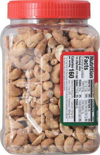 Fisher Oven Roasted Never Fried Mixed Nuts with Peanuts, 24 Ounces (Pack of 1), Peanuts, Almonds, Cashews, Pistachios, Pecans, Trail Mix, Healthy Snacks for Adults, Made With Sea Salt, No Added Oils