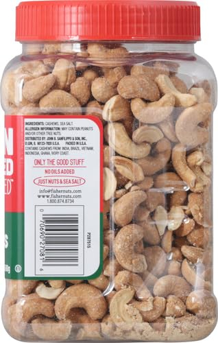 Fisher Oven Roasted Never Fried Mixed Nuts with Peanuts, 24 Ounces (Pack of 1), Peanuts, Almonds, Cashews, Pistachios, Pecans, Trail Mix, Healthy Snacks for Adults, Made With Sea Salt, No Added Oils