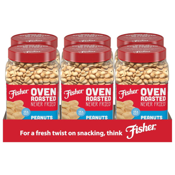 Fisher Oven Roasted Never Fried Mixed Nuts with Peanuts, 24 Ounces (Pack of 1), Peanuts, Almonds, Cashews, Pistachios, Pecans, Trail Mix, Healthy Snacks for Adults, Made With Sea Salt, No Added Oils