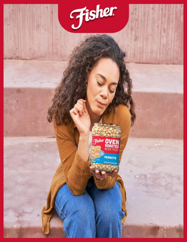 Fisher Oven Roasted Never Fried Mixed Nuts with Peanuts, 24 Ounces (Pack of 1), Peanuts, Almonds, Cashews, Pistachios, Pecans, Trail Mix, Healthy Snacks for Adults, Made With Sea Salt, No Added Oils