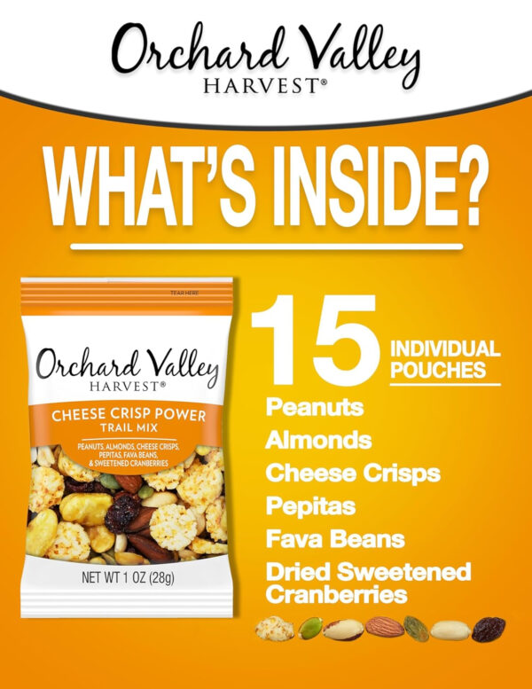 Orchard Valley Harvest Cranberry Almond Cashew Trail Mix, 1oz Bags (Pack of 15), Cranberries, Almonds, Cashews, Trail Mix Individual Packs, Snacks for Adults, No Artificial Ingredients, Bulk Snacks, Healthy Snacks for Adults