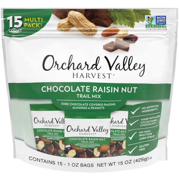 Orchard Valley Harvest Cranberry Almond Cashew Trail Mix, 1oz Bags (Pack of 15), Cranberries, Almonds, Cashews, Trail Mix Individual Packs, Snacks for Adults, No Artificial Ingredients, Bulk Snacks, Healthy Snacks for Adults