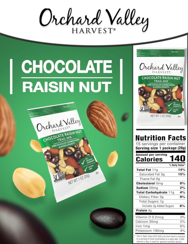 Orchard Valley Harvest Cranberry Almond Cashew Trail Mix, 1oz Bags (Pack of 15), Cranberries, Almonds, Cashews, Trail Mix Individual Packs, Snacks for Adults, No Artificial Ingredients, Bulk Snacks, Healthy Snacks for Adults
