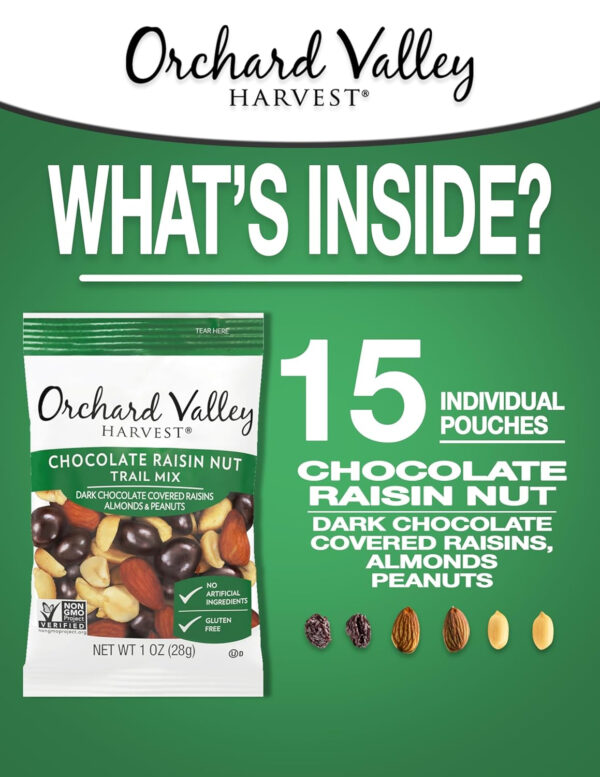 Orchard Valley Harvest Cranberry Almond Cashew Trail Mix, 1oz Bags (Pack of 15), Cranberries, Almonds, Cashews, Trail Mix Individual Packs, Snacks for Adults, No Artificial Ingredients, Bulk Snacks, Healthy Snacks for Adults