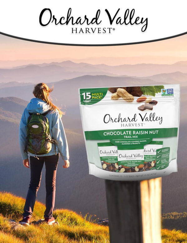 Orchard Valley Harvest Cranberry Almond Cashew Trail Mix, 1oz Bags (Pack of 15), Cranberries, Almonds, Cashews, Trail Mix Individual Packs, Snacks for Adults, No Artificial Ingredients, Bulk Snacks, Healthy Snacks for Adults