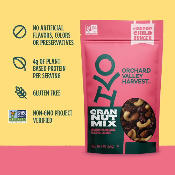 Orchard Valley Harvest Cranberry Almond Cashew Trail Mix, 1oz Bags (Pack of 15), Cranberries, Almonds, Cashews, Trail Mix Individual Packs, Snacks for Adults, No Artificial Ingredients, Bulk Snacks, Healthy Snacks for Adults