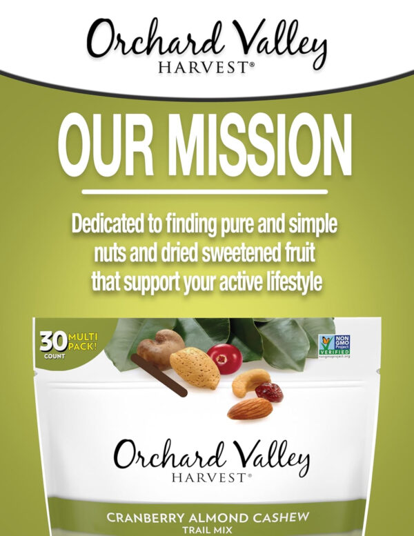 Orchard Valley Harvest Cranberry Almond Cashew Trail Mix, 1oz Bags (Pack of 15), Cranberries, Almonds, Cashews, Trail Mix Individual Packs, Snacks for Adults, No Artificial Ingredients, Bulk Snacks, Healthy Snacks for Adults