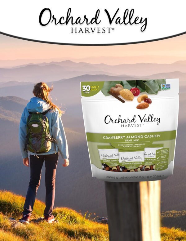 Orchard Valley Harvest Cranberry Almond Cashew Trail Mix, 1oz Bags (Pack of 15), Cranberries, Almonds, Cashews, Trail Mix Individual Packs, Snacks for Adults, No Artificial Ingredients, Bulk Snacks, Healthy Snacks for Adults