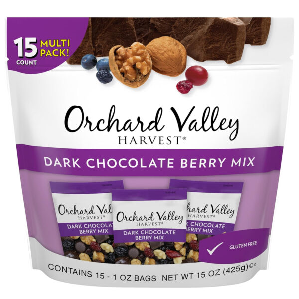 Orchard Valley Harvest Cranberry Almond Cashew Trail Mix, 1oz Bags (Pack of 15), Cranberries, Almonds, Cashews, Trail Mix Individual Packs, Snacks for Adults, No Artificial Ingredients, Bulk Snacks, Healthy Snacks for Adults