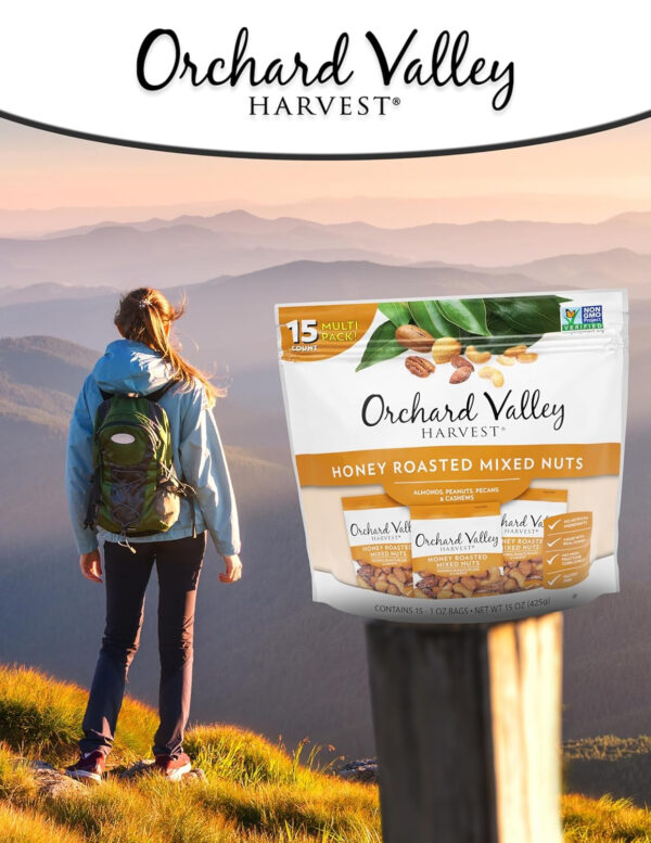 Orchard Valley Harvest Cranberry Almond Cashew Trail Mix, 1oz Bags (Pack of 15), Cranberries, Almonds, Cashews, Trail Mix Individual Packs, Snacks for Adults, No Artificial Ingredients, Bulk Snacks, Healthy Snacks for Adults