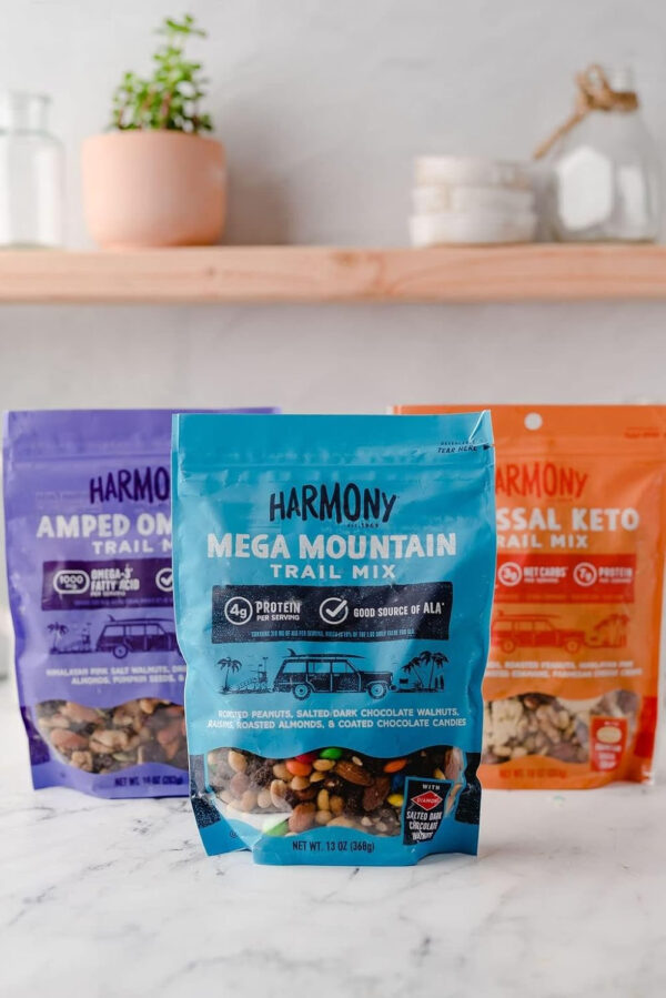 Diamond of California Harmony Amped Omega-3 Trail Mix with Mixed Nuts, Dried Fruit, Diamond of California Himalayan Pink Salt Walnuts, and Seeds, 10 oz, 1 Unit