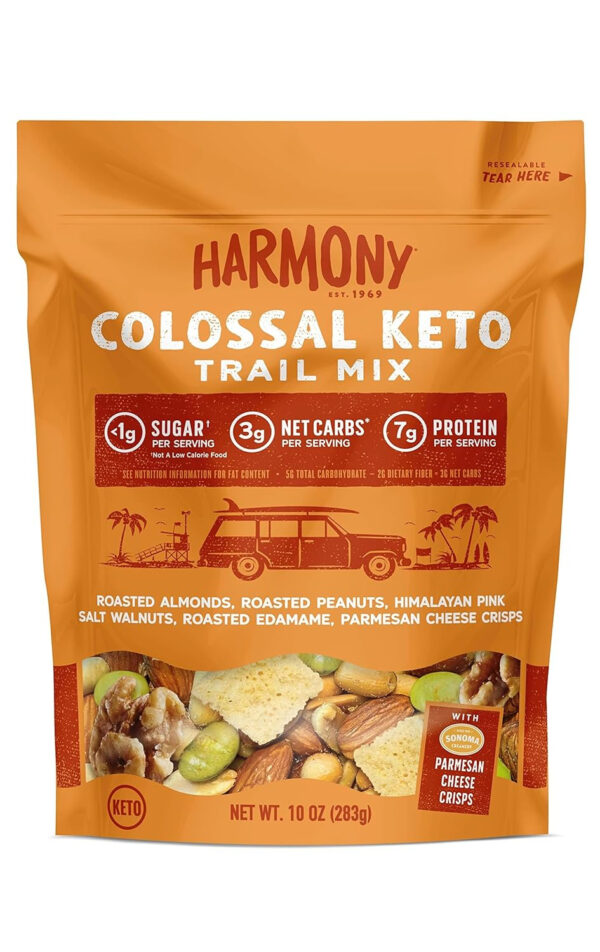 Diamond of California Harmony Amped Omega-3 Trail Mix with Mixed Nuts, Dried Fruit, Diamond of California Himalayan Pink Salt Walnuts, and Seeds, 10 oz, 1 Unit