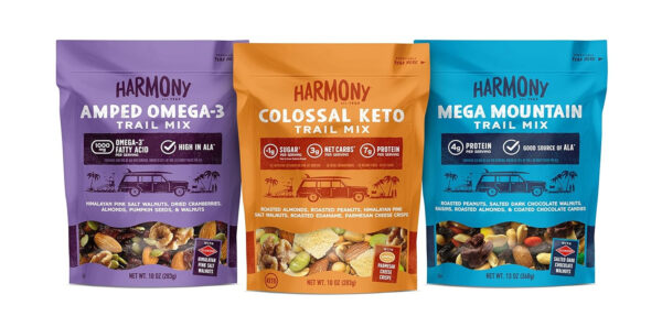 Diamond of California Harmony Amped Omega-3 Trail Mix with Mixed Nuts, Dried Fruit, Diamond of California Himalayan Pink Salt Walnuts, and Seeds, 10 oz, 1 Unit