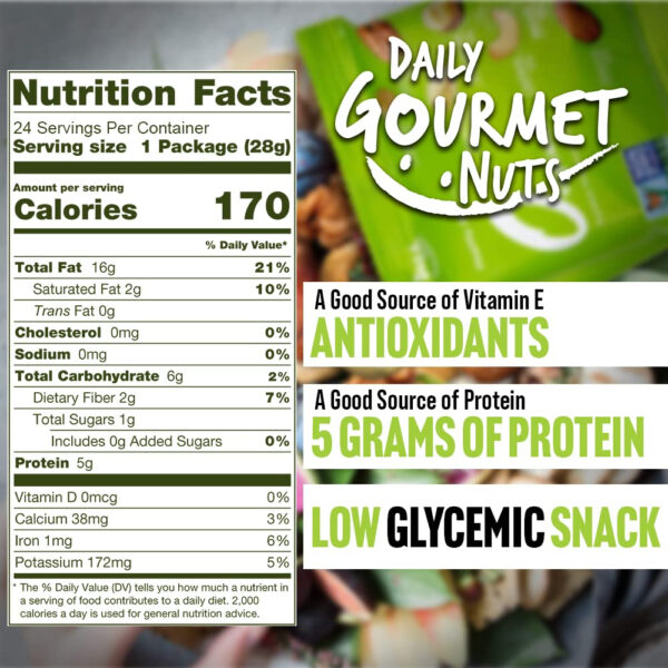 Daily Gourmet Nuts - Unsalted Mixed Nuts Snack Packs/Individually Wrapped Snacks/Nut Snacks/No Peanuts/Healthy Trail Mix Individual Packs/Deluxe Assorted Snacks