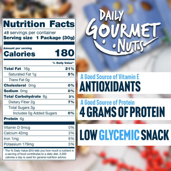 Daily Gourmet Nuts - Unsalted Mixed Nuts Snack Packs/Individually Wrapped Snacks/Nut Snacks/No Peanuts/Healthy Trail Mix Individual Packs/Deluxe Assorted Snacks