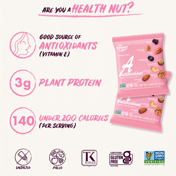 Daily Gourmet Nuts - Unsalted Mixed Nuts Snack Packs/Individually Wrapped Snacks/Nut Snacks/No Peanuts/Healthy Trail Mix Individual Packs/Deluxe Assorted Snacks