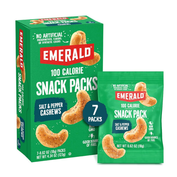 6893906e392372346ced5d6b7c8703174465e550d18e69a7a7677.jpg Emerald Nuts Mixed Nuts Variety Pack 18ct (1-Pack) , 100-Calorie Individual Packs , Features Dry Roasted Almonds, Natural Almonds & Walnuts, and Roasted & Salted Cashews